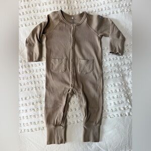 Polarn O. Pyret Ribbed Tan Kids Footie - gorgeous Swedish Kids’ Brand!